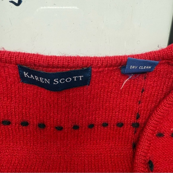 Karen Scott Wool Red and Black Plaid Zip Up Sleeveless Sweater Vest Size XL - Picture 6 of 14